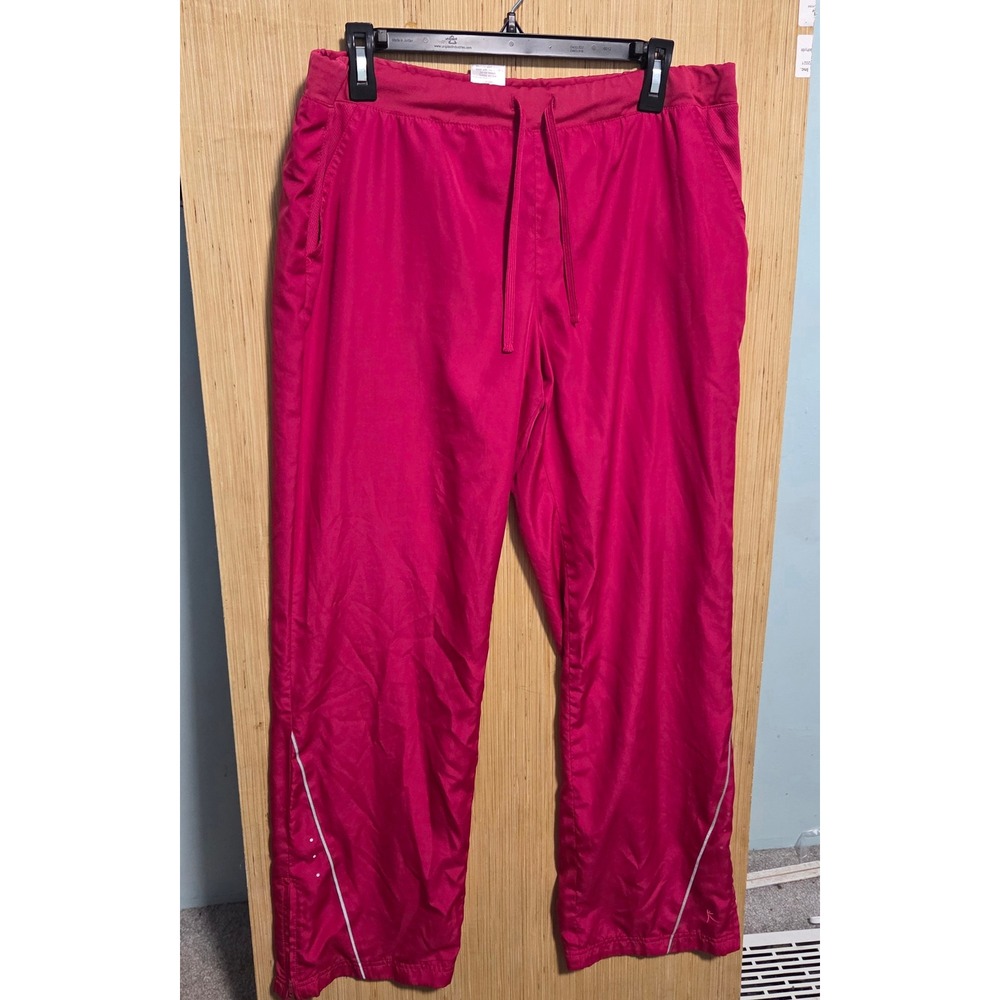 Danskin Now Womens Track Pants Fuchsia Supreme Pink Drawstring Large 12-14